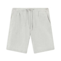 Light Gray Slim Fit Narrow Cut Elastic Waist Drawstring Cotton Bermuda Shorts