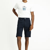 Koyu Lacivert Regular Fit Pamuklu Bermuda Şort