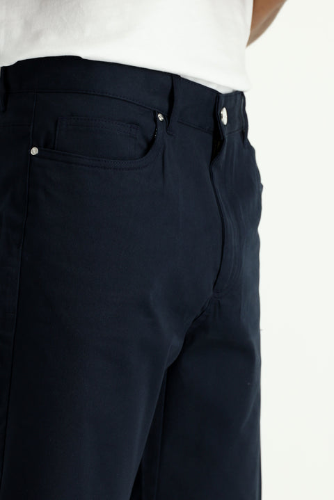 Koyu Lacivert Regular Fit Standart Kesim Pamuklu Bermuda Şort