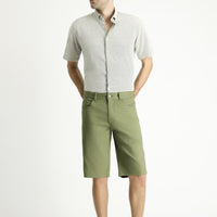 Yağ Yeşili-Olive Relaxed Fit Rahat Kesim Pamuklu Bermuda Şort