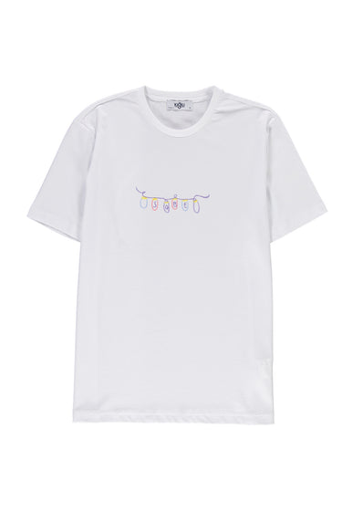 Beyaz SOBE Vakfı Bisiklet Yaka Regular Fit Sobe Yazılı Pamuk Tişört