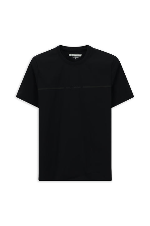 Koyu Lacivert Techno-Line Bisiklet Yaka Regular Fit Baskılı Likralı Tişört