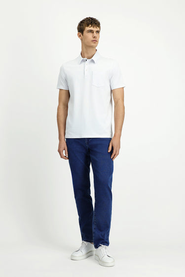 Beyaz Regular Fit Pamuk Cepli Polo Yaka Tişört