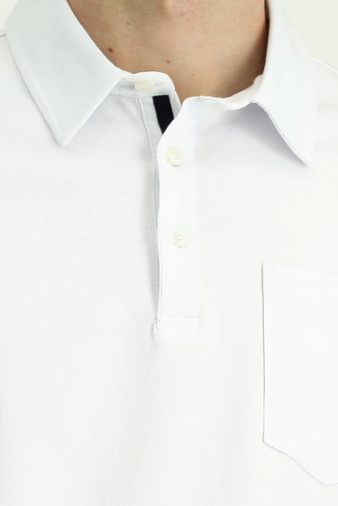 Beyaz Regular Fit Pamuk Cepli Polo Yaka Tişört