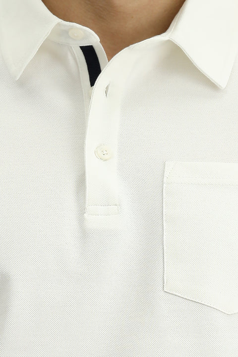 Ekru Regular Fit Pamuk Cepli Polo Yaka Tişört