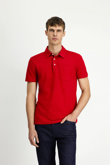 Koyu Kırmızı Regular Fit Pamuk Cepli Polo Yaka Tişört