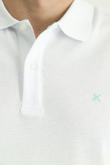 Çimen Yeşili Regular Fit Desenli Nakışlı Pamuk Polo Yaka Tişört