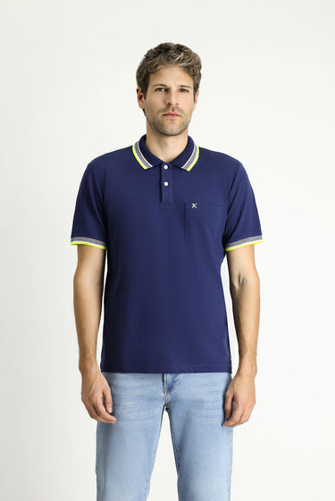 Orta Lacivert Polo Yaka Regular Fit Pamuk Tişört