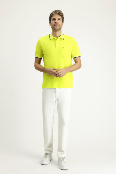 Lime Polo Yaka Regular Fit Desenli Nakışlı Pamuk Tişört