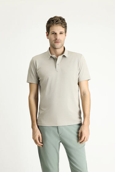 Orta Vizon Polo Yaka Regular Fit Desenli Pamuklu Tişört