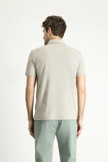 Orta Vizon Polo Yaka Regular Fit Desenli Pamuklu Tişört