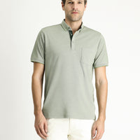 Çağla Yeşili Polo Yaka Regular Fit Pamuklu Tişört