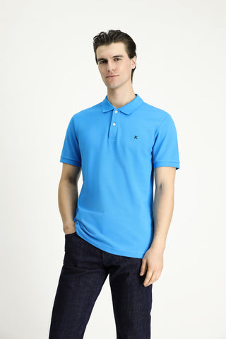 Koyu Mavi Slim Fit Dar Kesim Nakışlı Pamuk Polo Yaka Tişört