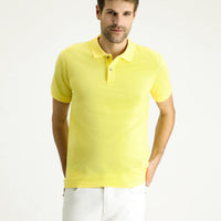 Limon Sarı Slim Fit Dar Kesim Nakışlı Pamuk Polo Yaka Tişört