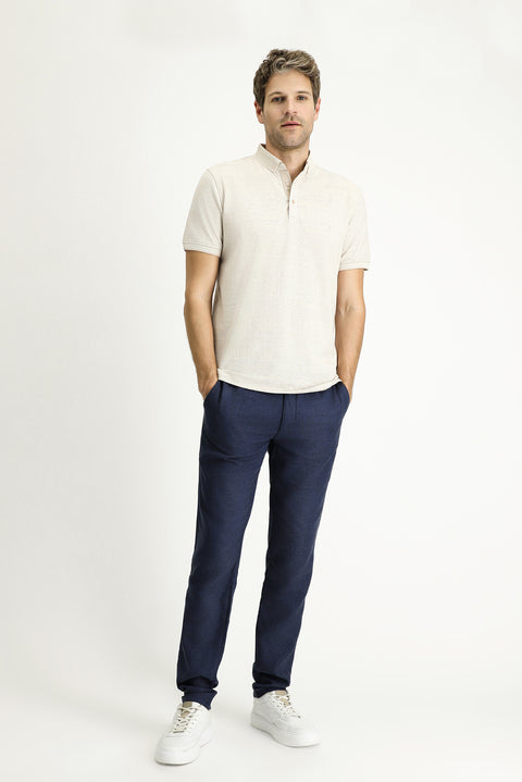 Stone Collar Polo Slim Fit Narrow Cut Patterned T-shirt