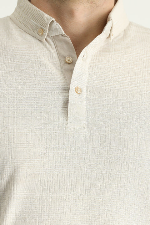 Stone Collar Polo Slim Fit Narrow Cut Patterned T-shirt