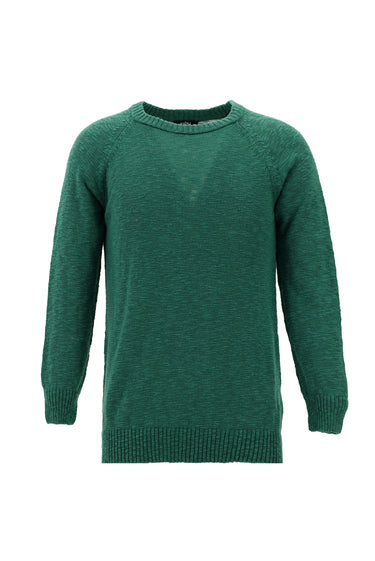 Koyu Yeşil Bisiklet Yaka Slim Fit Dar Kesim Pamuk Triko Kazak