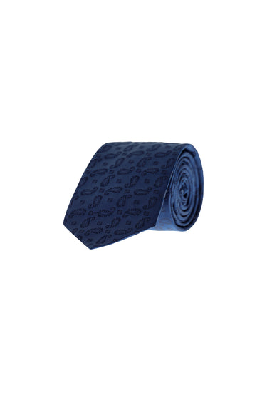 Koyu Lacivert Şal Desenli Kravat