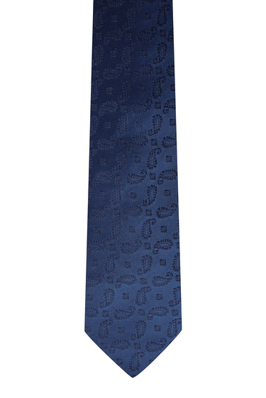 Koyu Lacivert Şal Desenli Kravat