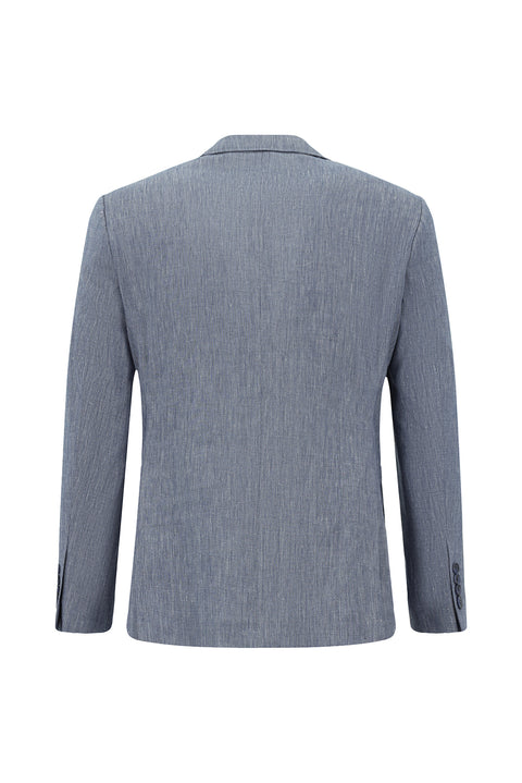 Koyu Mavi 7 Drop Slim Fit Dar Kesim Keten Karışımlı Beli Lastikli İpli Takım Elbise