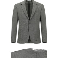 Koyu Antrasit 7 Drop Slim Fit Dar Kesim Keten Karışımlı Beli Lastikli İpli Takım Elbise