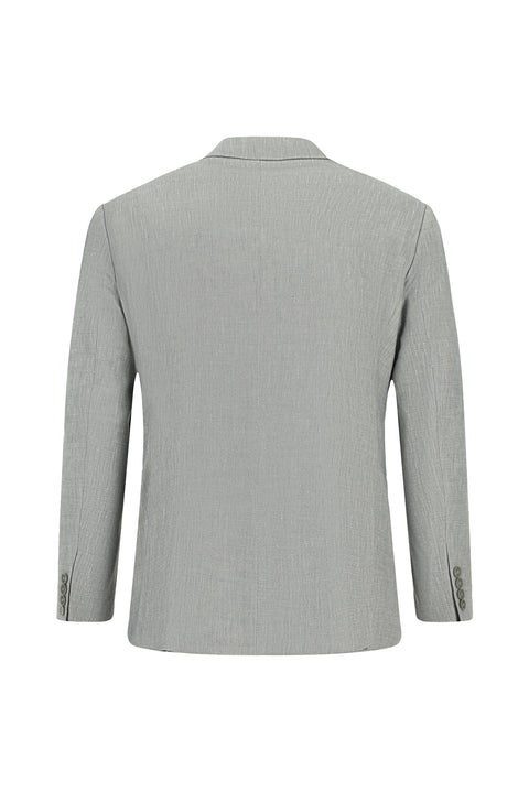Orta Gri 7 Drop Slim Fit Dar Kesim Keten Karışımlı Sivri Yaka Kruvaze Takım Elbise