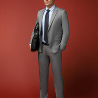 Orta Füme Slim Fit Dar Kesim Keten Karışımlı Takım Elbise
