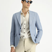 Mavi Relaxed Fit Rahat Kesim Desenli Klasik Ceket