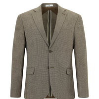 Orta Kahve Relaxed Fit Rahat Kesim Klasik Keten Karışımlı Desenli Ceket