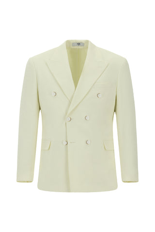 Krem 7 Drop Slim Fit Dar Kesim Desenli Gofre Kruvaze Ceket