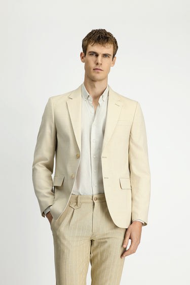 Açık Bej Slim Fit Dar Kesim Klasik Ceket