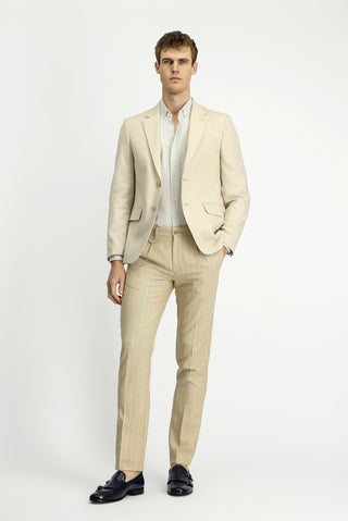Açık Bej 7 Drop Slim Fit Dar Kesim Klasik Ceket