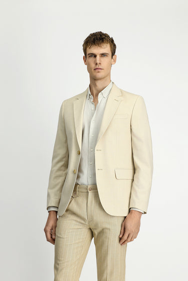 Açık Bej Slim Fit Dar Kesim Klasik Ceket