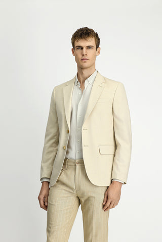 Açık Bej 7 Drop Slim Fit Dar Kesim Klasik Ceket