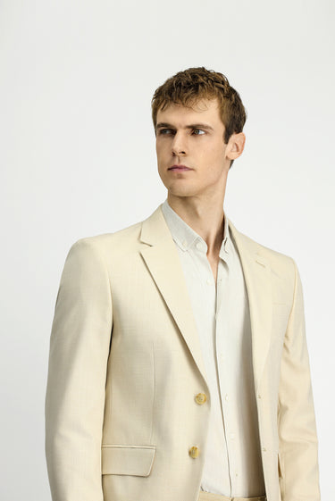 Açık Bej Slim Fit Dar Kesim Klasik Ceket