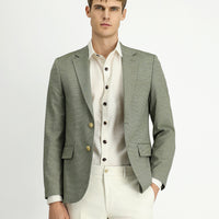 Çağla Yeşili Slim Fit Dar Kesim Klasik Desenli Ceket