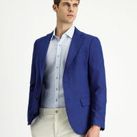 Saks Mavi Regular Fit Klasik Desenli Ceket