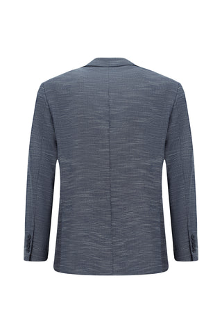 Koyu Lacivert 4 Drop Relaxed Fit Rahat Kesim Desenli Likralı Ceket