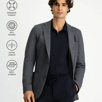 Koyu Füme Techno-Line Super Slim Fit Ekstra Dar Kesim Likralı Ceket