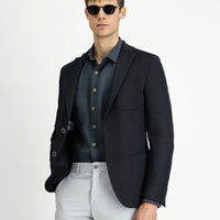 Siyah Slim Fit Dar Kesim Pamuklu Spor Ceket
