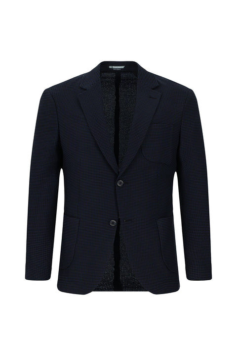 Koyu Lacivert Techno-Line 7 Drop Slim Fit Dar Kesim Likralı Ceket
