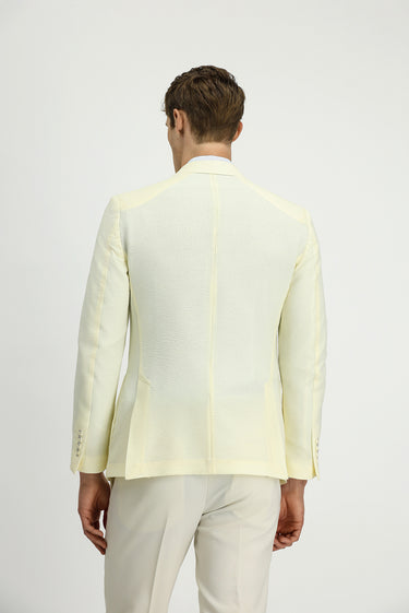 Krem Techno-Line Slim Fit Dar Kesim Likralı Ceket