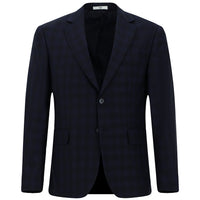 Koyu Lacivert 4 Drop Relaxed Fit Rahat Kesim Klasik Ekose Ceket