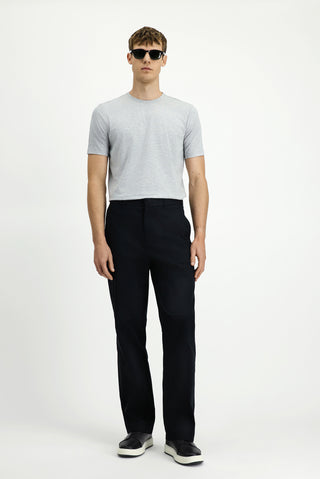Siyah Regular Fit Standart Kesim Likralı Kanvas / Chino Pantolon