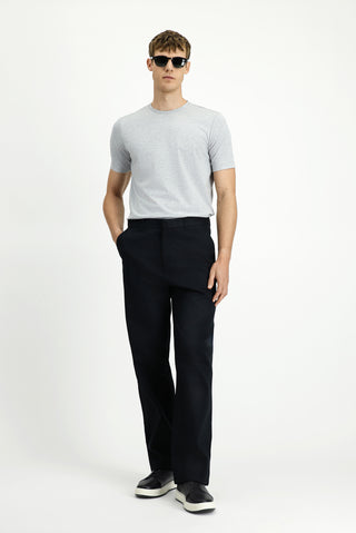 Siyah Regular Fit Standart Kesim Likralı Kanvas / Chino Pantolon