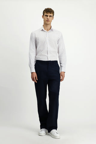 Koyu Lacivert Regular Fit Standart Kesim Likralı Kanvas / Chino Pantolon