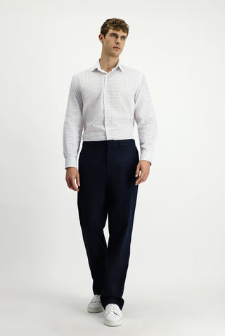 Koyu Lacivert Regular Fit Standart Kesim Likralı Kanvas / Chino Pantolon