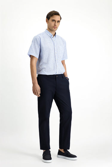 Koyu Lacivert Slim Fit Dar Kesim Beli Lastikli Likralı Kanvas / Chino Pantolon