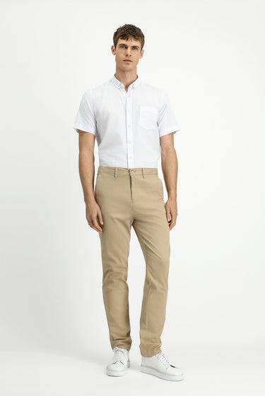 Açık Bej Slim Fit Dar Kesim Beli Lastikli Likralı Kanvas / Chino Pantolon
