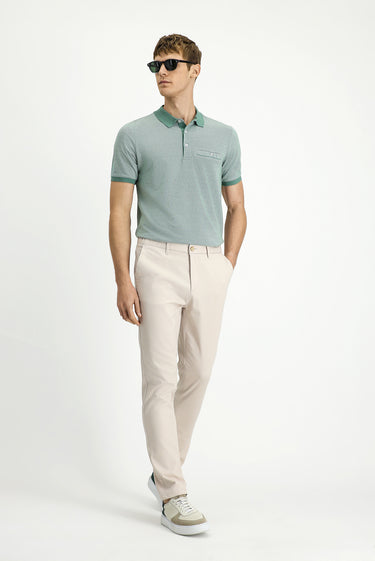 Krem Slim Fit Dar Kesim Beli Lastikli Likralı Kanvas / Chino Pantolon